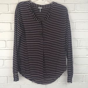 Splendid Women’s Henley Striped Long Sleeve Top